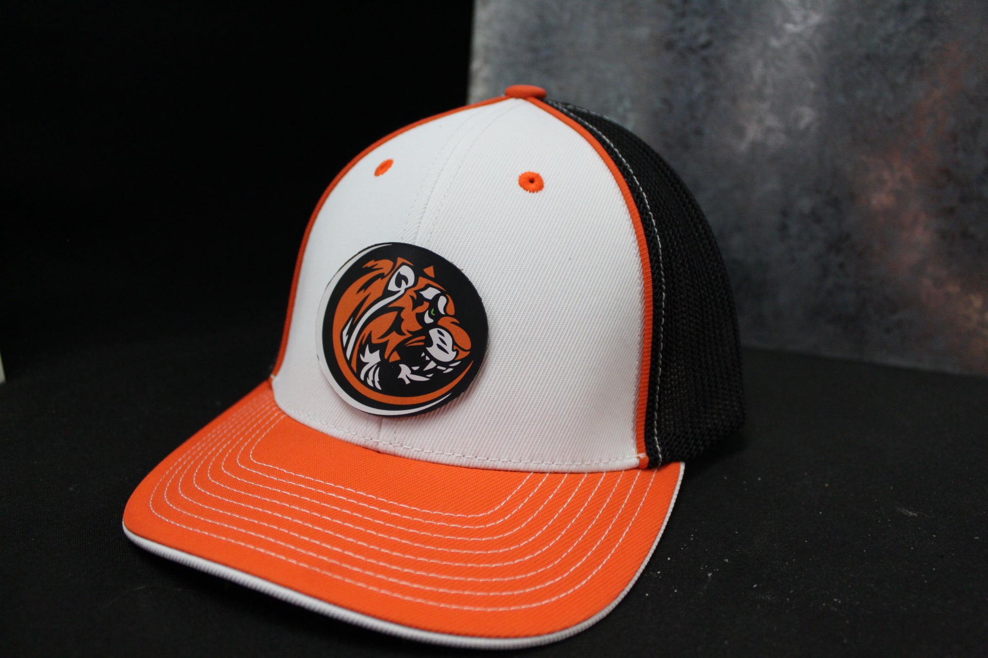 Flexfit S/MD Orange White Tiger Patch Mesh Back Hat – Armade in MI