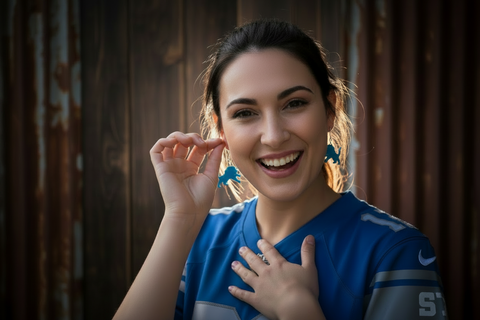 Honolulu Blue Lion Earrings By Harding Made