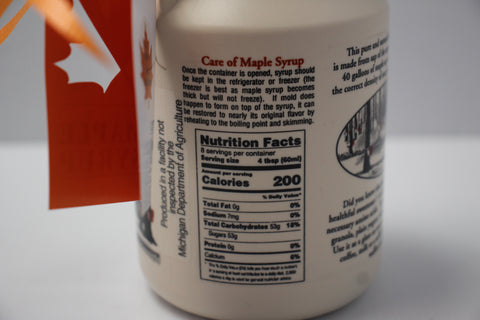 16 Fluid Ounces Dark Maple Syrup  US Grade A Pure Michigan Plastic bottle