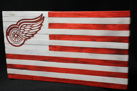 Detroit Red Wings Wooden Wall Flag