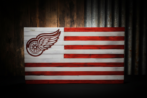 Detroit Red Wings Wooden Wall Flag