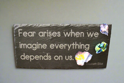 Slate Plaque with Elisabeth Elliot Quote and Colorful 3D Floral Accents