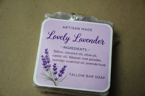 Artisan Made Lovely Lavender Tallow Bar Soap