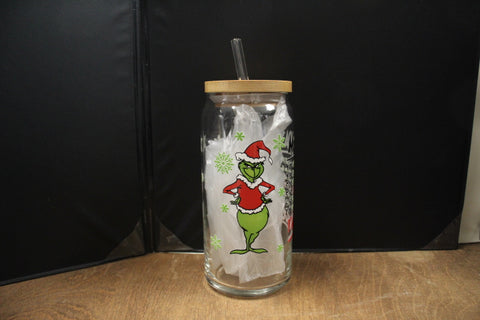 20oz The Grinch Clear Glass Tumbler by Allison MacKenzie Interiors