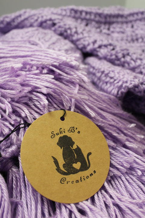 Suki B's Purple Fringe Crocheted Baby Blanket