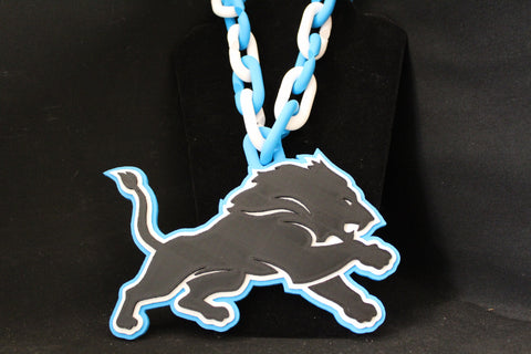 3-D Printed Black Out Detroit Lion Chain Necklace