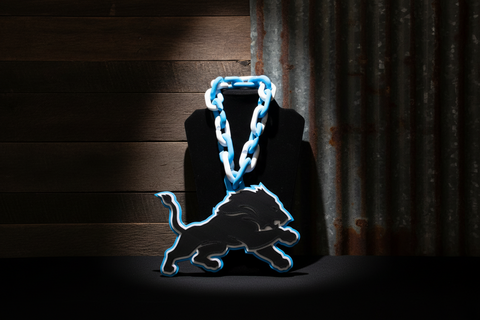 3-D Printed Black Out Detroit Lion Chain Necklace