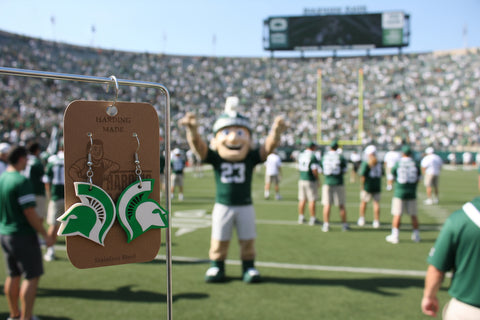 MSU Go Green Harding Made Resin Earrings