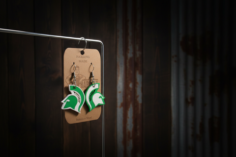 MSU Go Green Harding Made Earrings