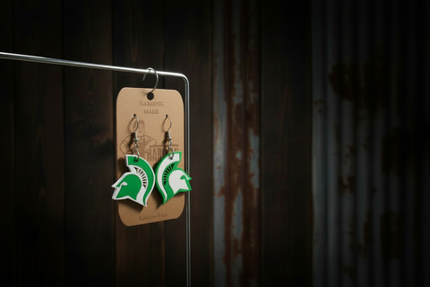 MSU Go Green Harding Made Earrings