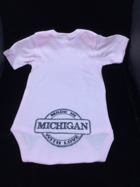 6 - 12 mo. Pink Made in Michigan Onesie by Center Road Studio