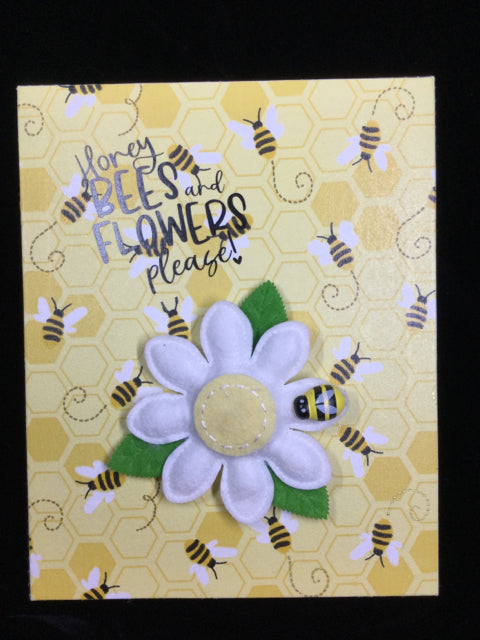 Honey Bees and Flowers Please Canvas Wall Art by Plum Pallet