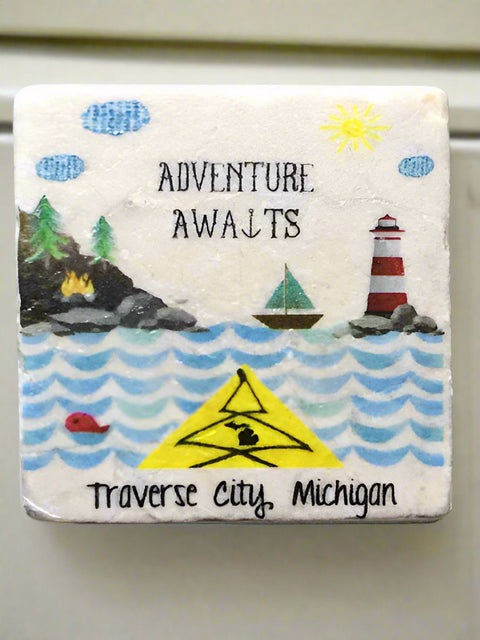 Adventure Awaits Tile Magnet by Ravaged Barn