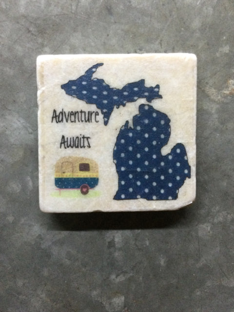 MI Adventure Awaits Magnet Tile by Ravaged Barn