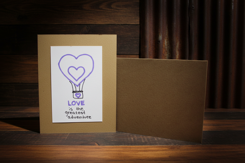 Love Is The Greatest Adventure Handcrafted Card - Blue