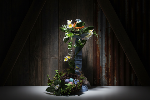 Blue Spring Bird & Nest Arrangement – Red Brick Wreaths