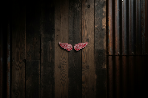 Red Wings Harding Made Acrylic Earrings