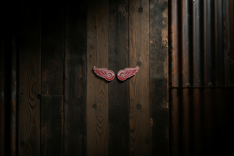 Red Wings Harding Made Acrylic Earrings