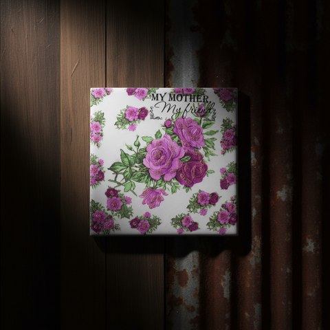 My Mother My Friend Floral Decoupage Tile