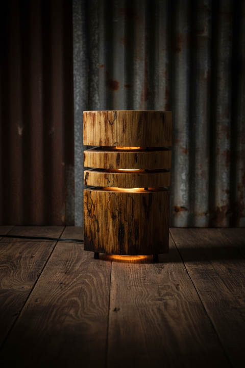 Natural Wood Glow Lamp – Stacked Dark Edition

 by Rustic Log Creations