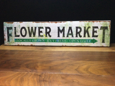 Flower Market Decor Wood Sign 24" x 5" by Ravaged Barn