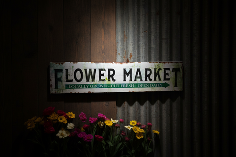 Flower Market Decor Wood Sign 24" x 5" by Ravaged Barn