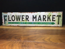 Load image into Gallery viewer, Flower Market Decor Wood Sign 24&quot; x 5&quot; by Ravaged Barn
