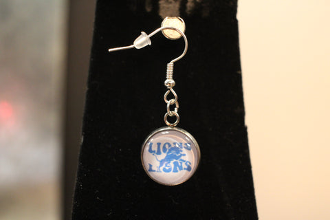 Detroit Lions Double Logo Drop Earrings with Silver-Tone Hooks