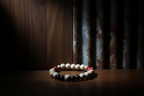 Red Turtle w/Tan and Black Wood Beads Bracelet By Theiss Tye Dye Studios