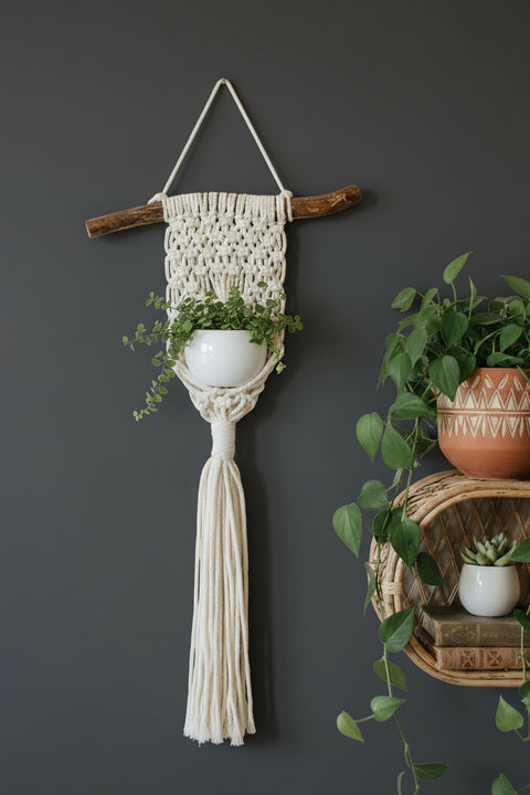 Rustic Macrame Hanging Planter