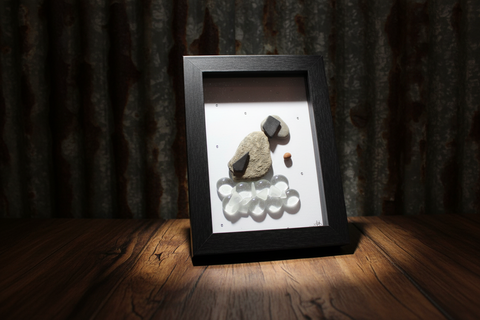 Handcrafted Dog Shadow Box Pebble Art by Art by Amy