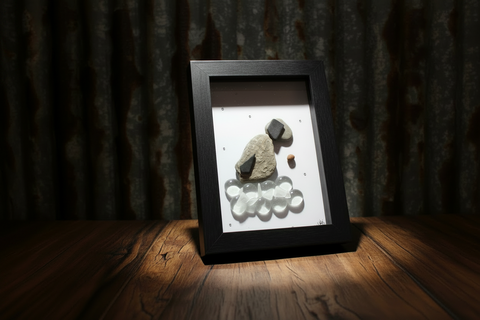 Handcrafted Dog Shadow Box Pebble Art by Art by Amy