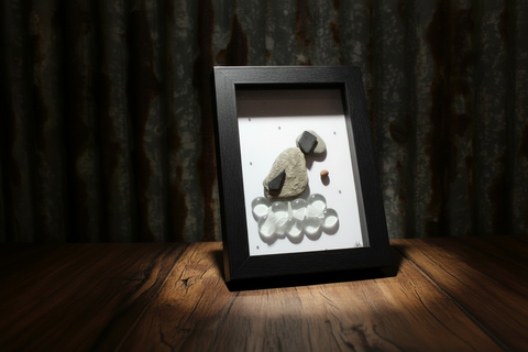 Handcrafted Dog Shadow Box Pebble Art by Art by Amy