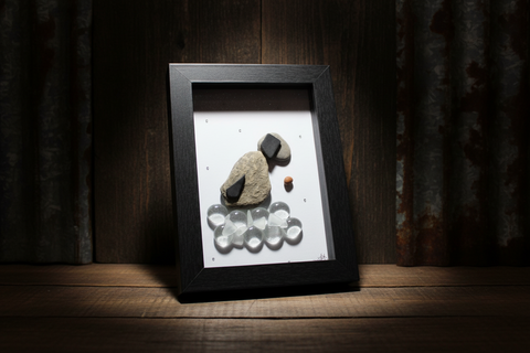 Handcrafted Dog Shadow Box Pebble Art by Art by Amy