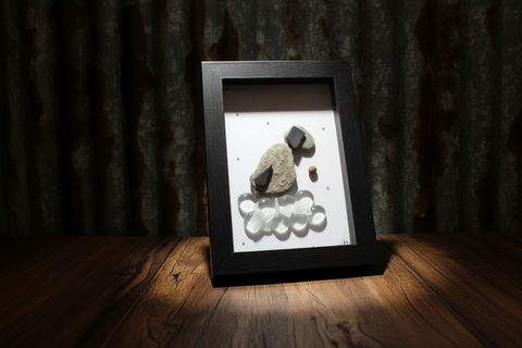 Handcrafted Dog Shadow Box Pebble Art by Art by Amy