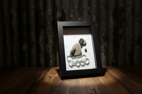 Handcrafted Dog Shadow Box Pebble Art by Art by Amy