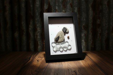 Handcrafted Dog Shadow Box Pebble Art by Art by Amy