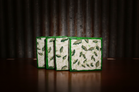 Green Leaf Tile Coaster Set