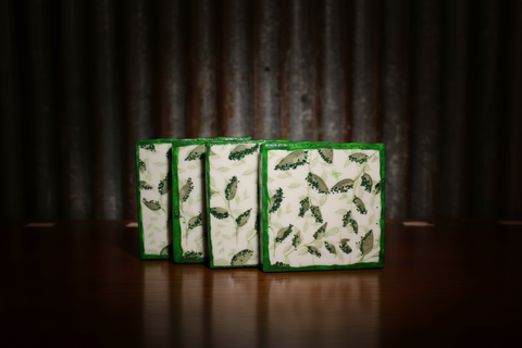 Green Leaf Tile Coaster Set