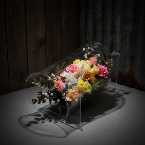 Red Brick Wreaths – Floral Glass Centerpiece