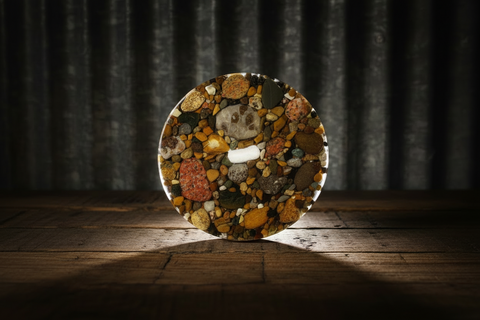 Mi Beach Rocks Natural Stone and Resin Cork Coaster