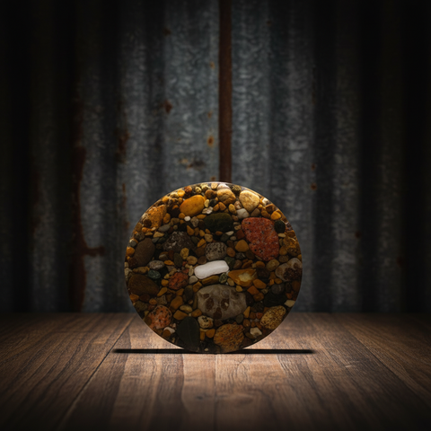 Mi Beach Rocks Natural Stone and Resin Cork Coaster