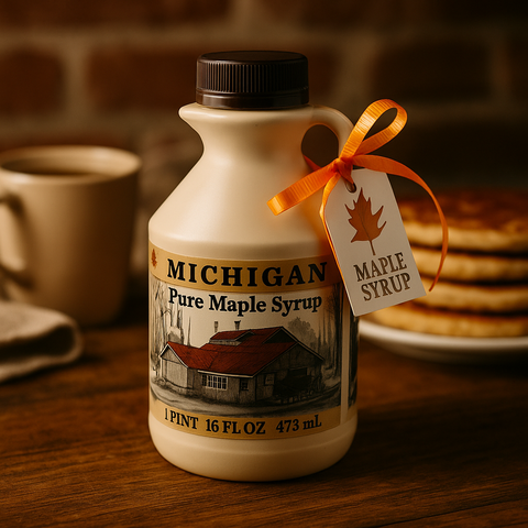 Amber 16 Fluid Ounces US Grade A Pure Michigan maple syrup Plastic bottle