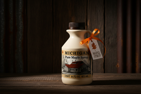 Golden 16 Fluid Ounces US Grade A Pure Michigan maple syrup Plastic bottle