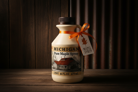Amber 16 Fluid Ounces US Grade A Pure Michigan maple syrup Plastic bottle