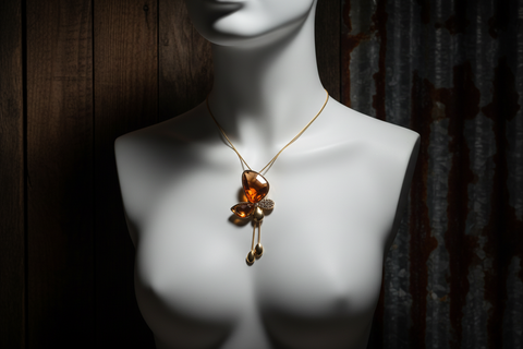 16" Glass Butterfly Gold Necklace by Outrageously Millie Jewelry