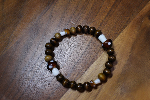 Mushroom Brown Wood Bead Bracelet by Theiss Tye Dye Studios