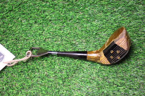 Millertime Tools Vintage Laminated Wood Brass Sole Driver Golf Club Bottle Opene