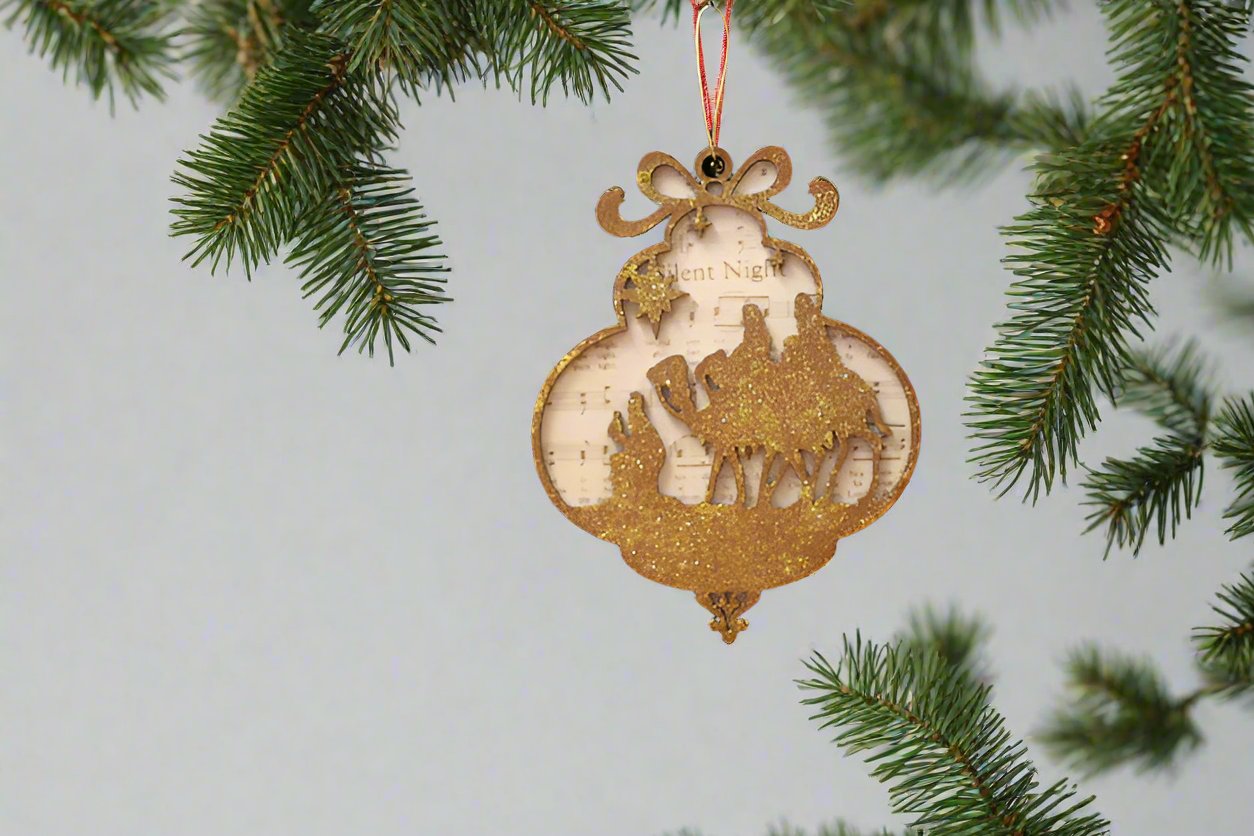 Silent Night Yellow Ornament by Sheri Gulla