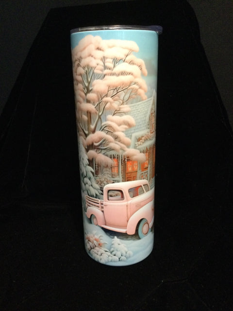 Pink Pick Up Christmas Travel Cup by June Bugs